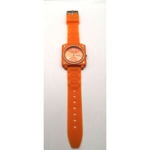 Joan Rivers Vintage Classics Quartz Square Silicone Wrist Watch Orange W/...